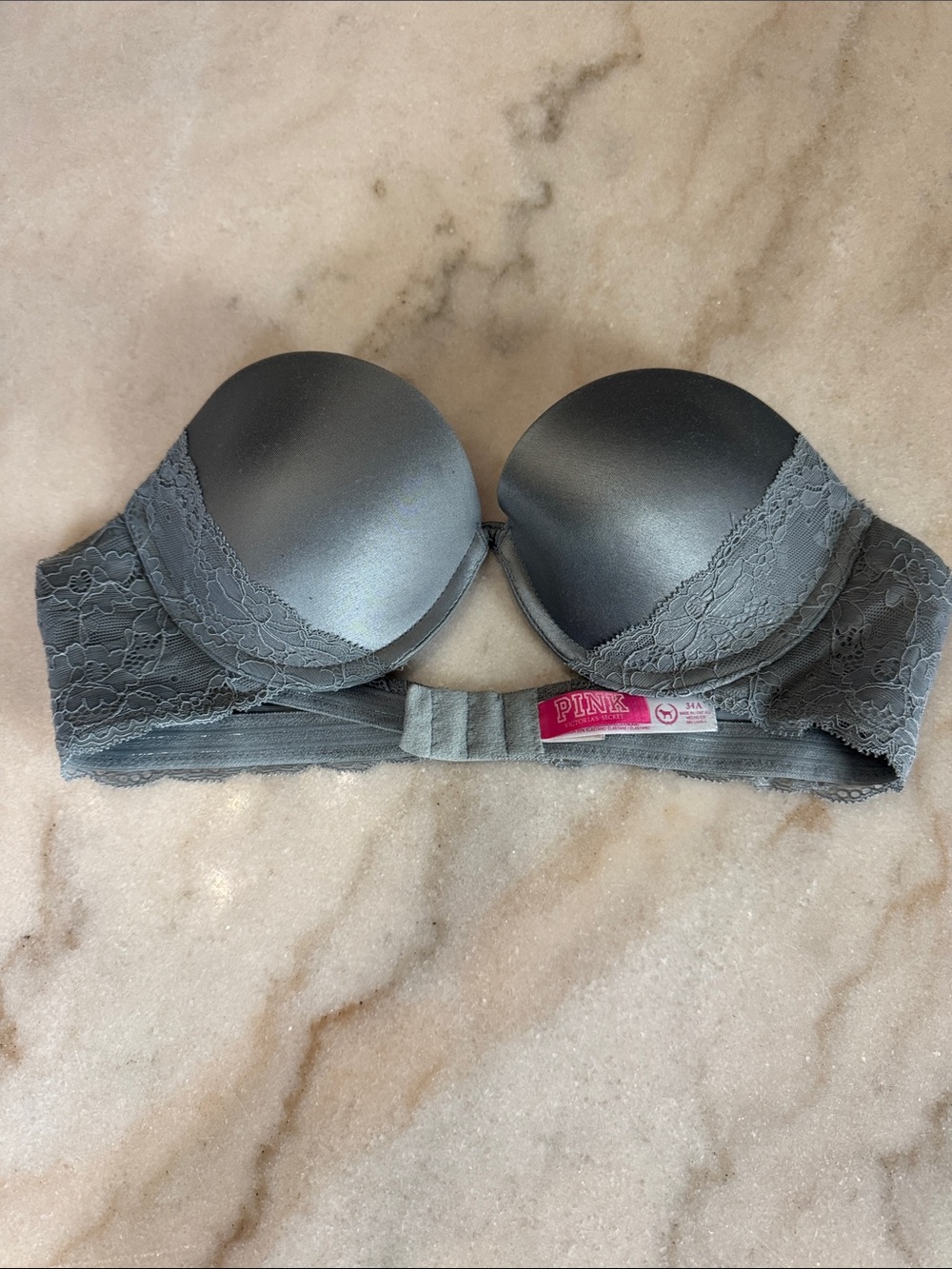 PINK Victoria's Secret Gray Lace Bra with Pink Tag - 34A